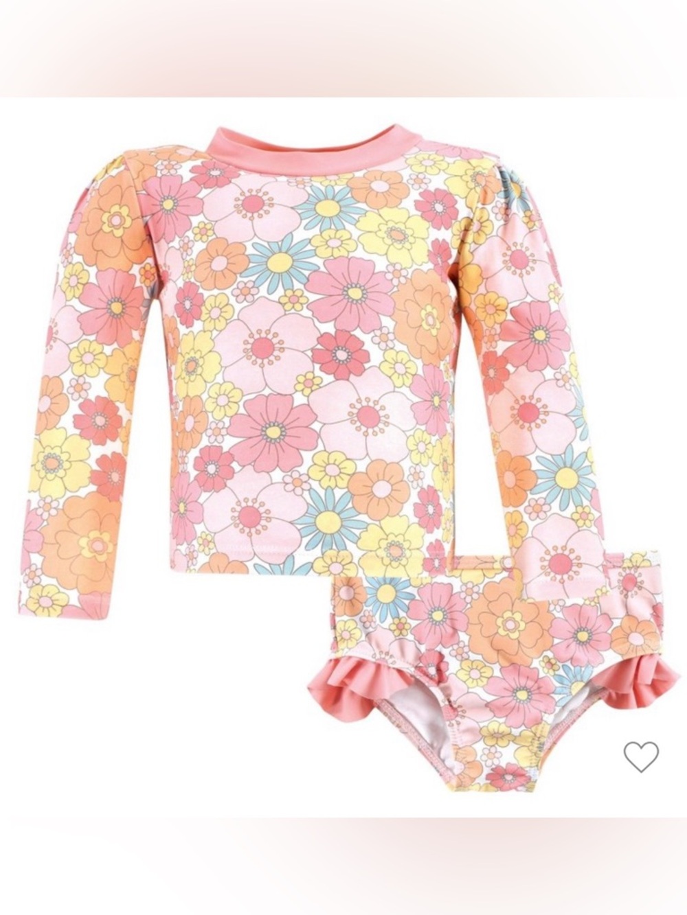 NWT - Hudson Baby Swim Rashguard Set, Peace, Love & Flowers
